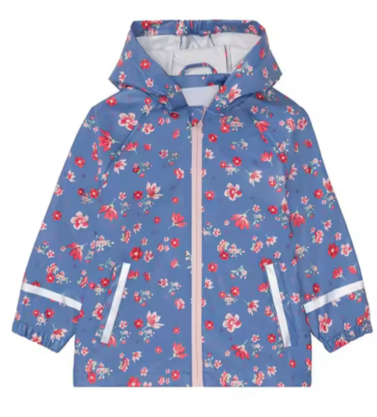 Kids Hooded Waterproof Jacket | Lilac Flowers - Flossie & George