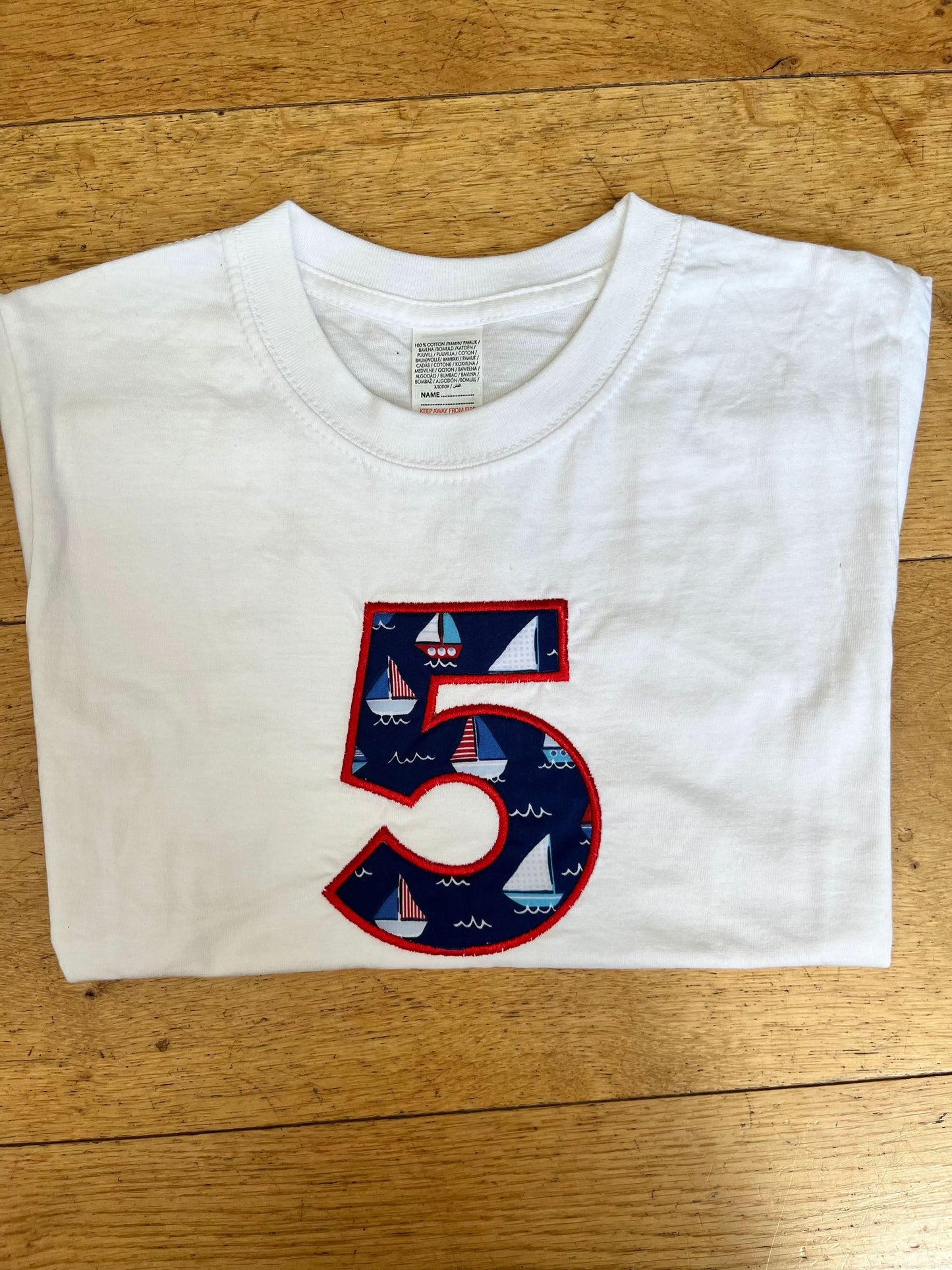 Embroidered Boats Age 5 T-Shirt - Flossie & George