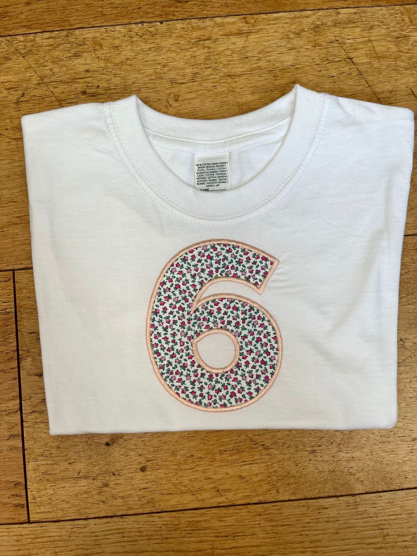 Light Pink Embroidered Floral Age 6 T-Shirt - Flossie & George