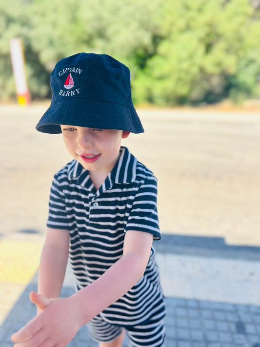 Personalised Kids Bucket Hat | Personalised Captain Hat | 100% Cotton - Flossie & George
