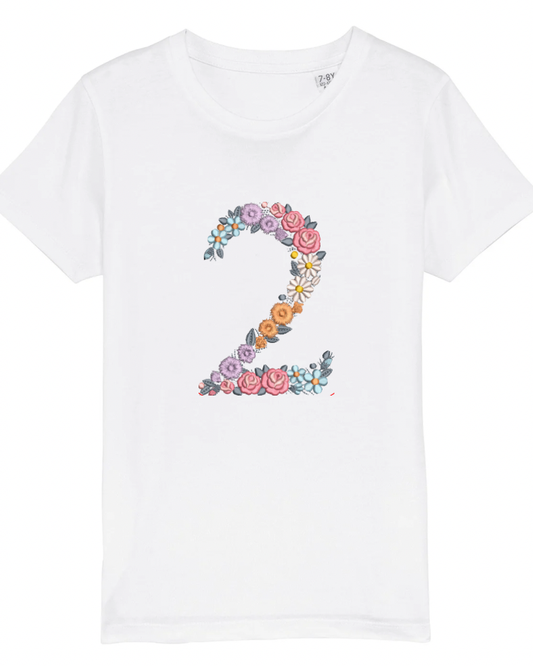 Floral Embroidered Birthday T-Shirt (0mths - 13 years) - Flossie & George