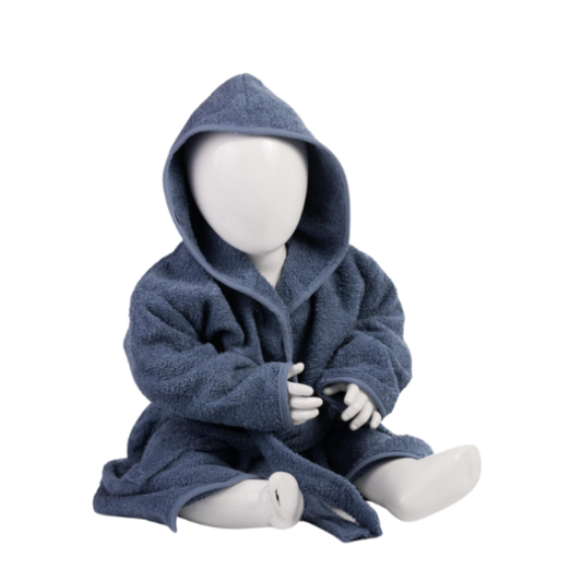 Baby Blue Jeans Hooded Cotton Bath Robe - Flossie & George