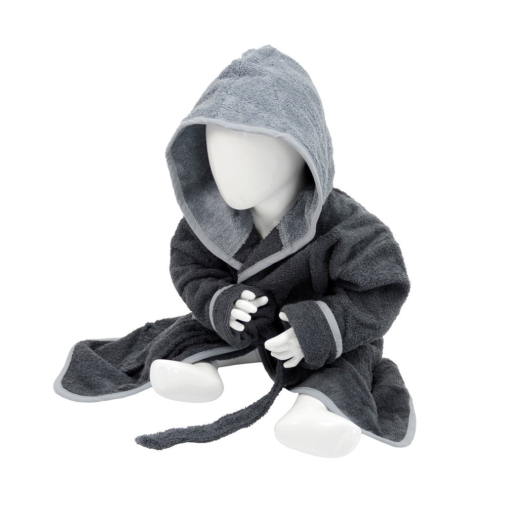 Baby Grey Hooded Cotton Bath Robe