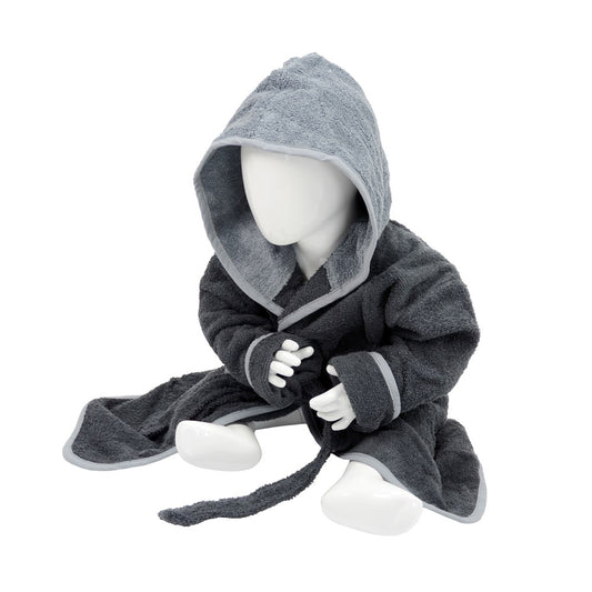 Baby Grey Hooded Cotton Bath Robe - Flossie & George