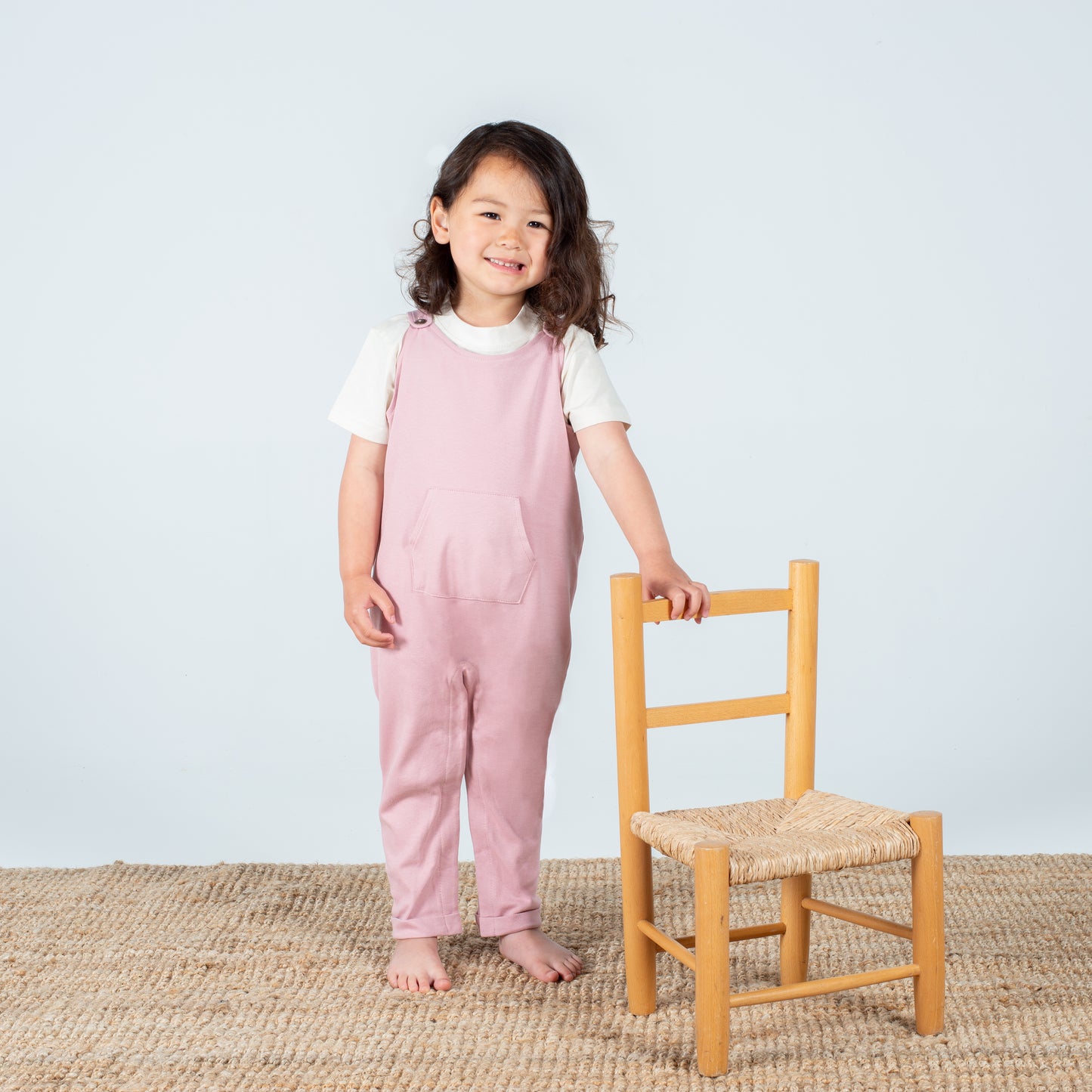 Embroidered Initial Pink Organic Cotton Dungarees - Flossie & George