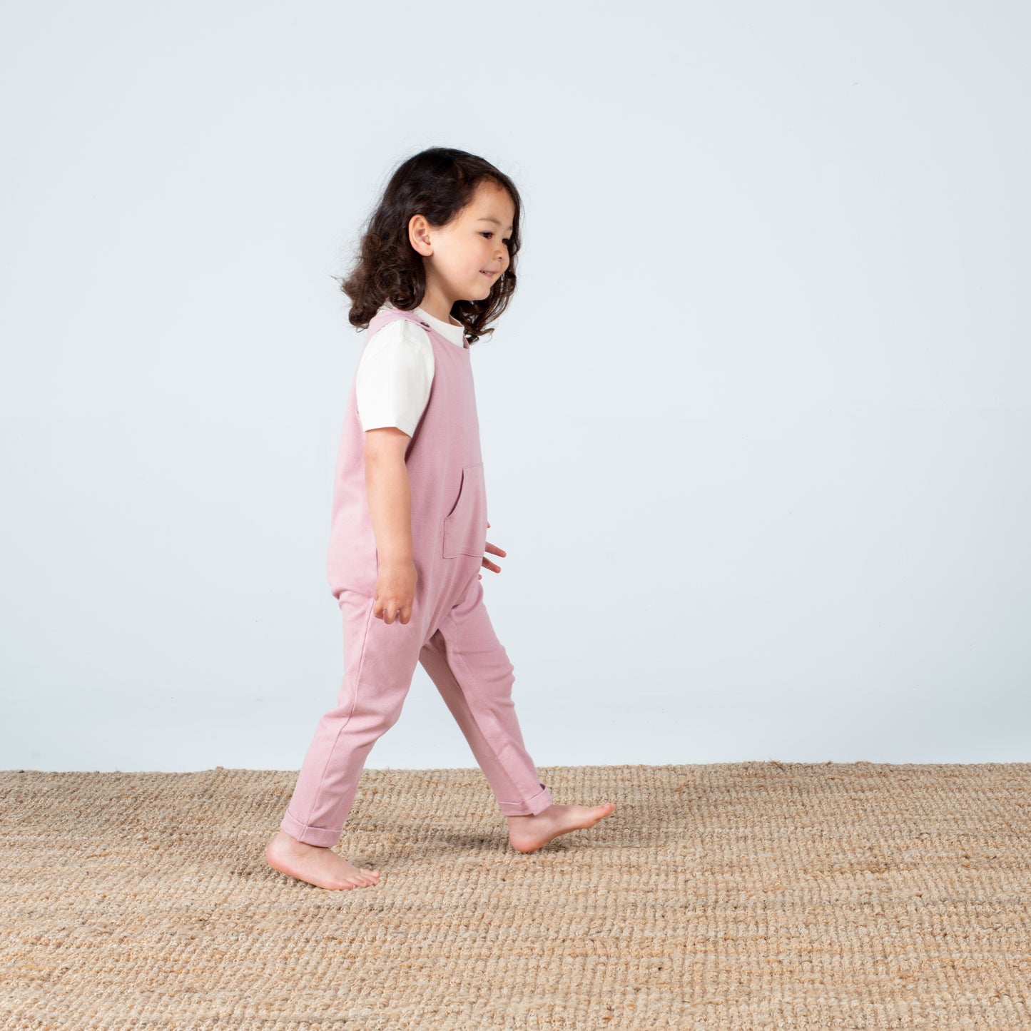 Embroidered Initial Pink Organic Cotton Dungarees - Flossie & George