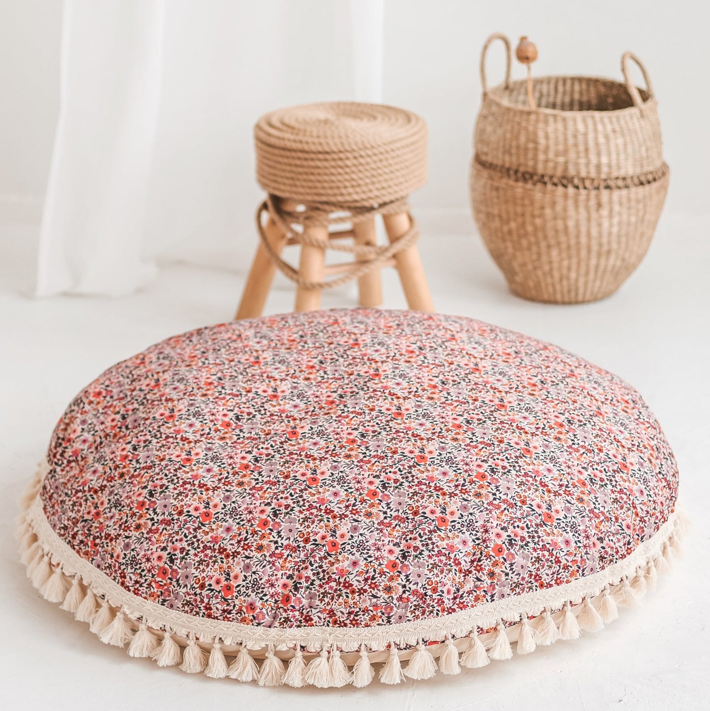 MINICAMP Big Floor Cushion in Rose Flower Pattern - Flossie & George