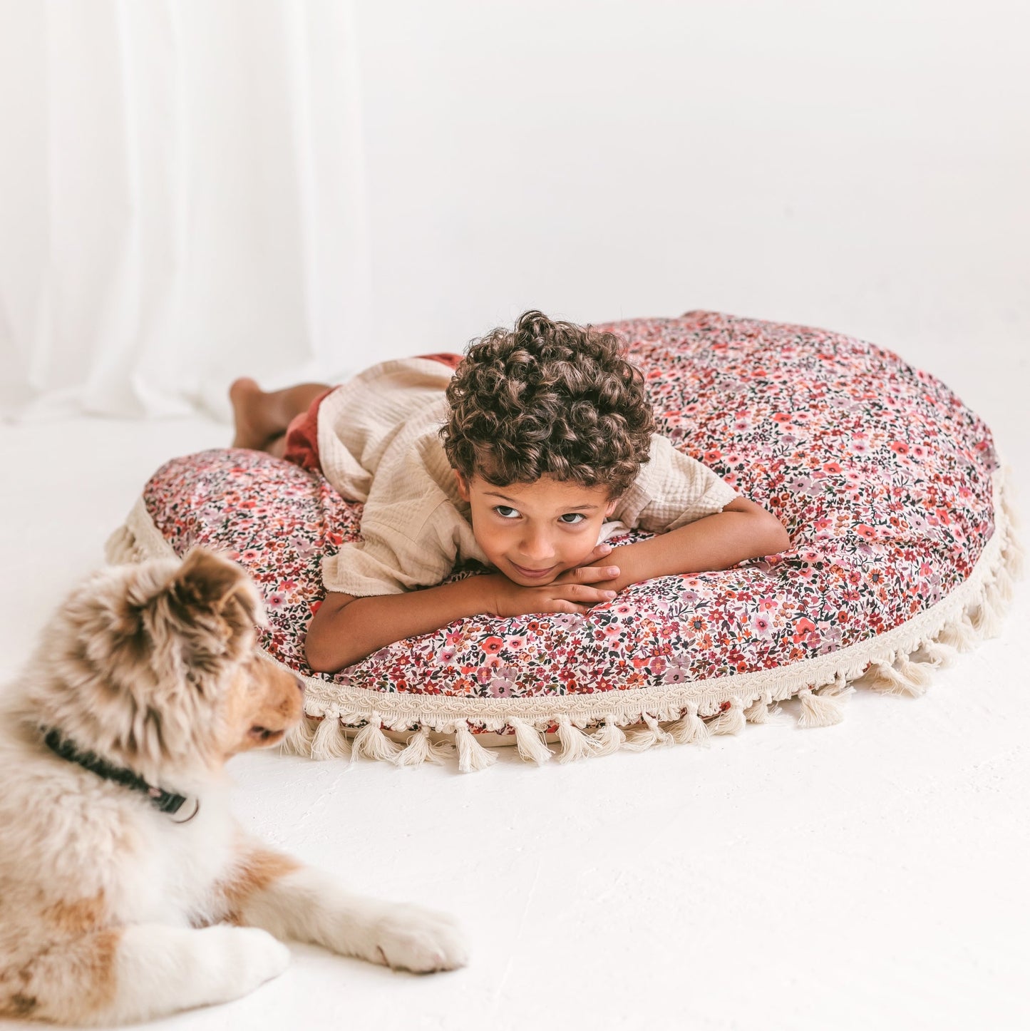 MINICAMP Big Floor Cushion in Rose Flower Pattern - Flossie & George