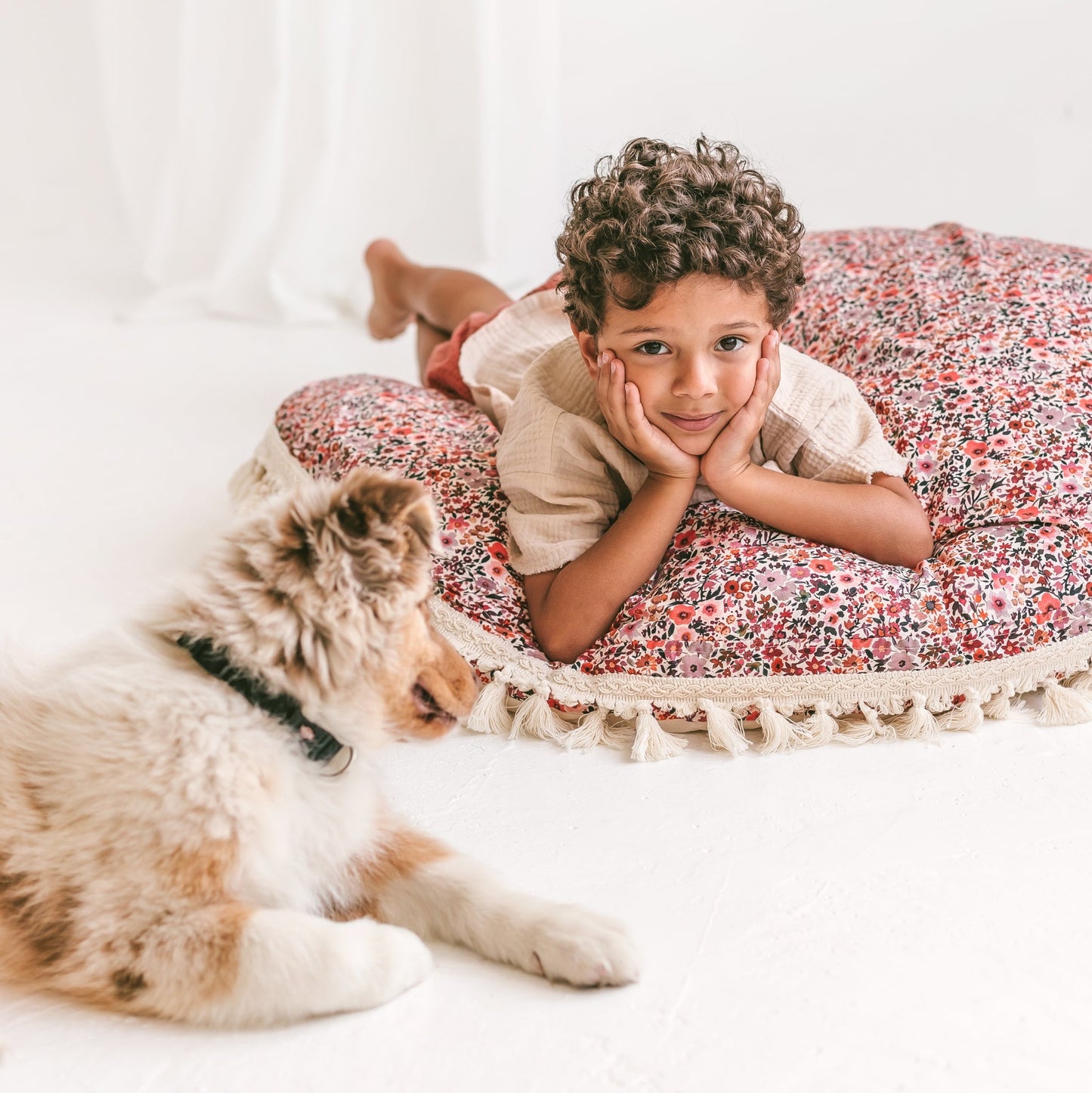 MINICAMP Big Floor Cushion in Rose Flower Pattern - Flossie & George