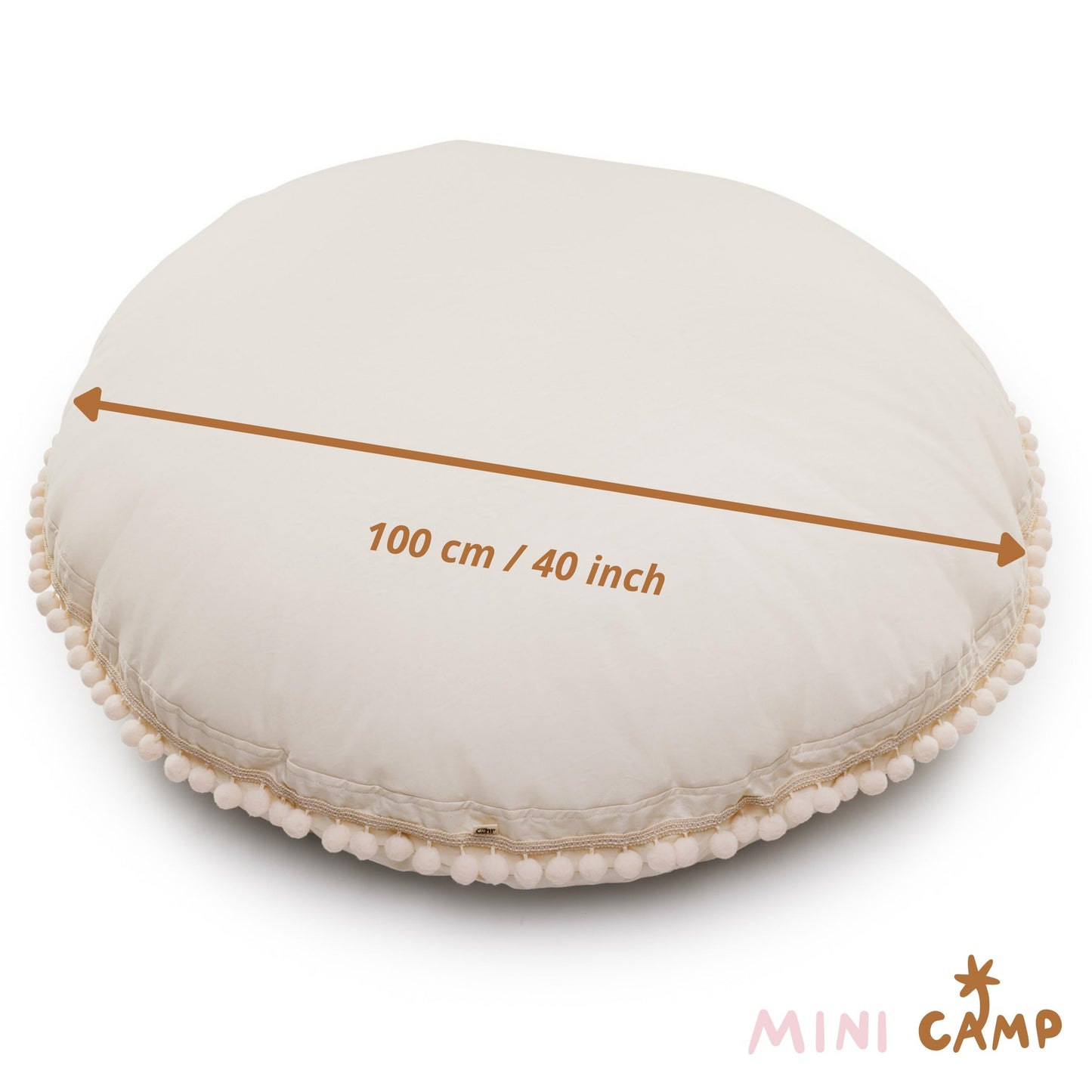 MINICAMP Large Floor Cushion with Pom Poms in Ecru - Flossie & George