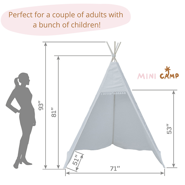 MINICAMP Outdoor Teepee Tent for Adults and Kids 7.8 ft Tall - Flossie & George