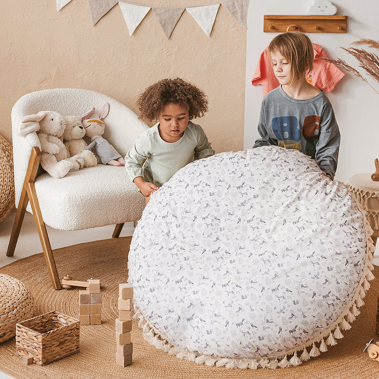 MINICAMP Kid's Floor Cushion in Forest Animal Pattern - Flossie & George