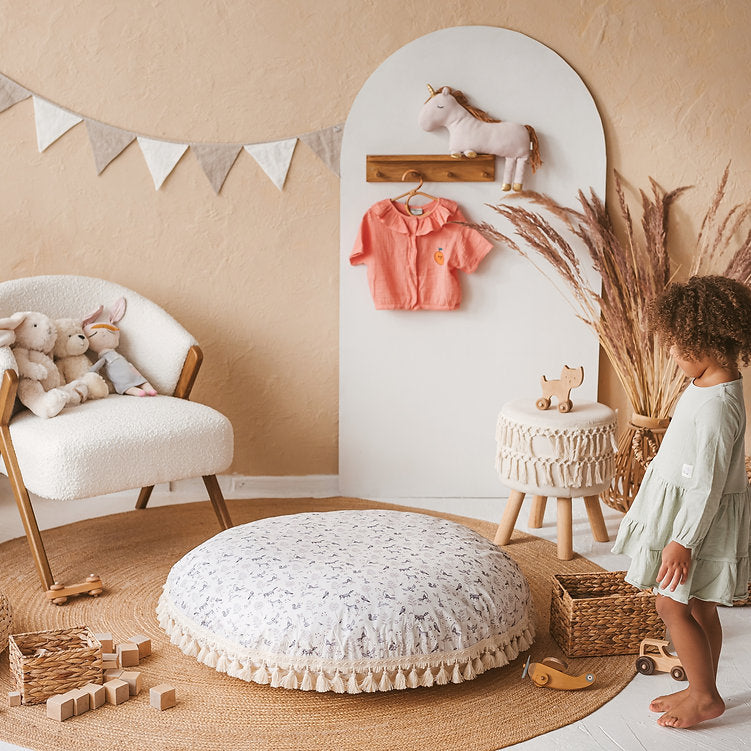 MINICAMP Kid's Floor Cushion in Forest Animal Pattern - Flossie & George
