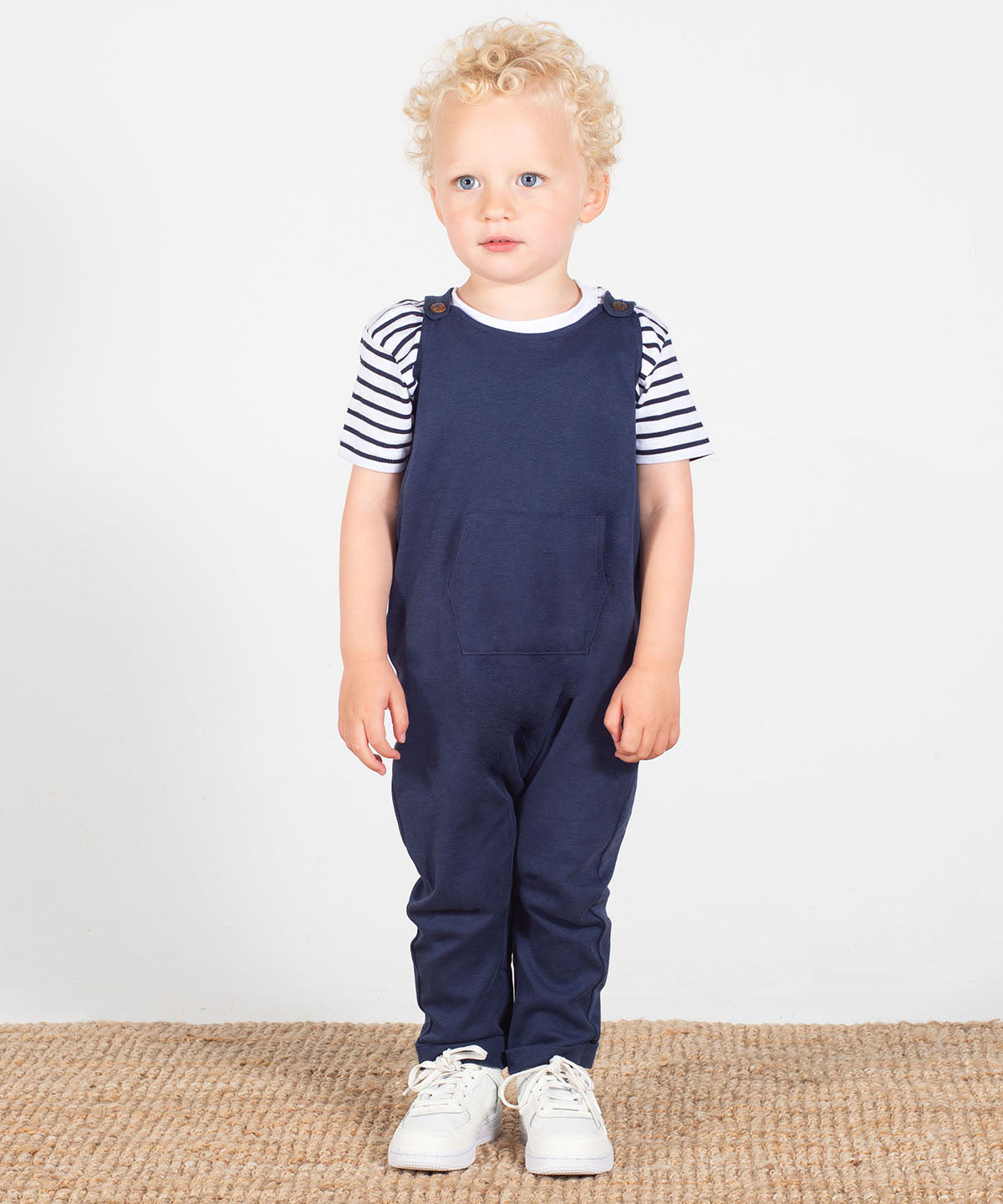 Embroidered Initial Navy Organic Cotton Dungarees - Flossie & George