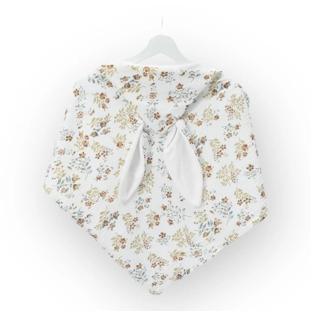 Flower Print Organic Hooded Bunny Towel - Flossie & George