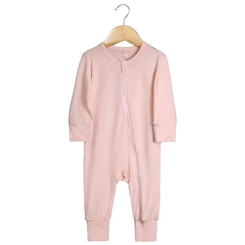 Light Pink Bamboo Super Soft 2-Way Zip Baby Sleepsuit - Flossie & George