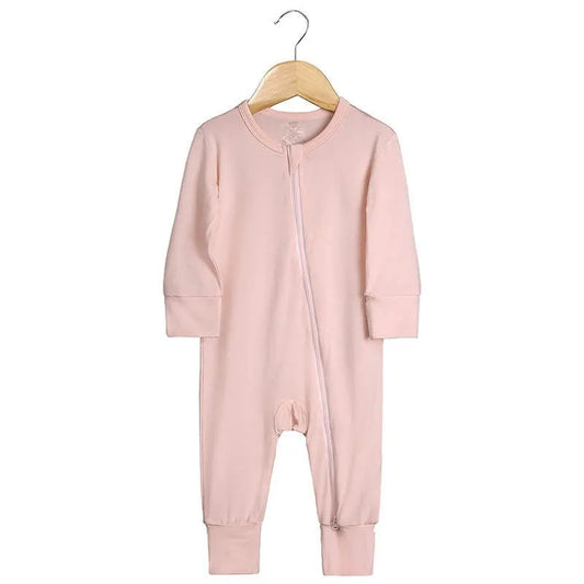 Light Pink Bamboo Super Soft 2-Way Zip Baby Sleepsuit - Flossie & George