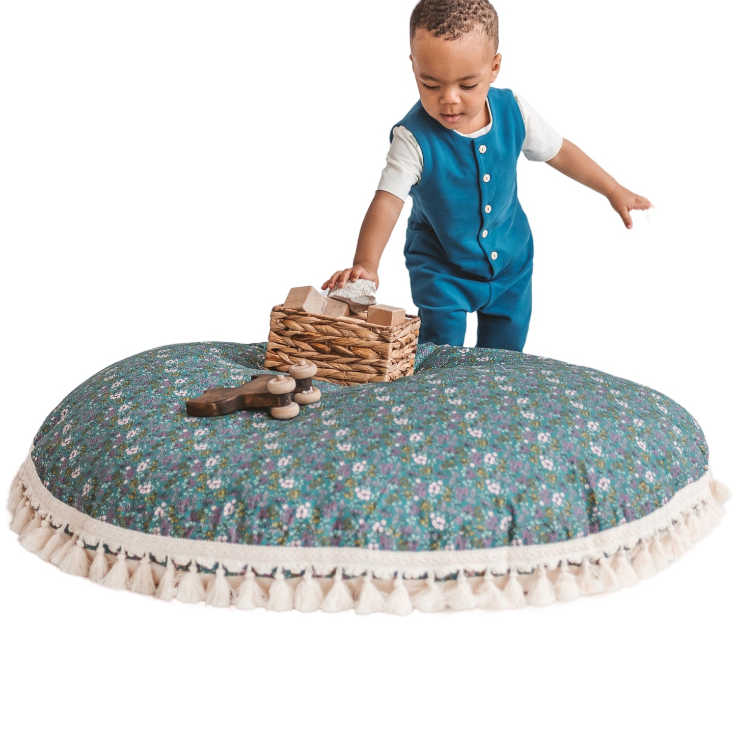 MINICAMP Large Floor Pillow for Kids, Reading Nook in Green - Flossie & George