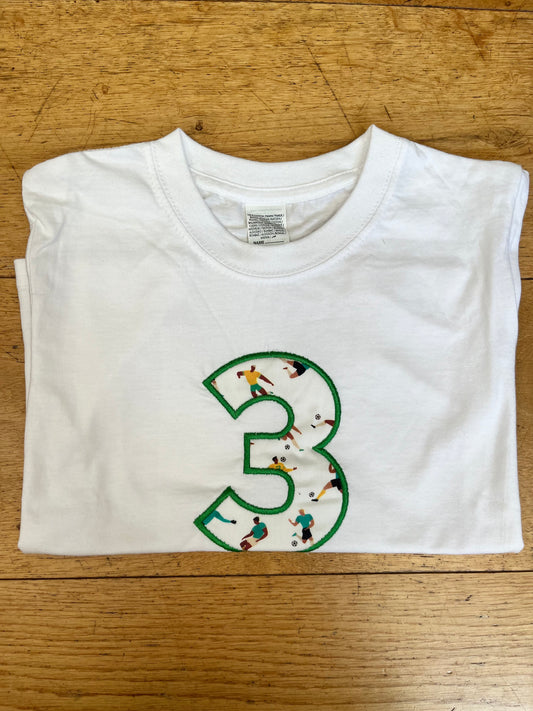 Embroidered Football Age 3 T-Shirt