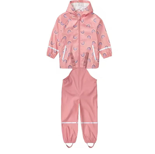 Kids Hooded Waterproof Puddle Suit Set | Pink Rainbows
