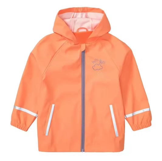 Kids Hooded Waterproof Puddle Suit Set | Orange / Navy
