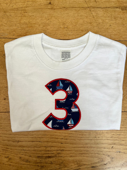 Embroidered Boats Age 3 T-Shirt