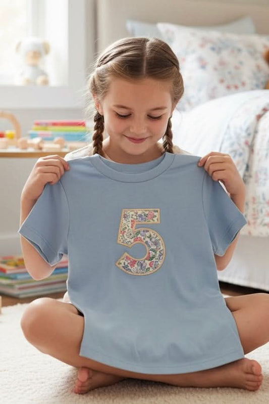 Personalised Girls Birthday T‑Shirt | Appliqué Embroidered | 0–13 Years