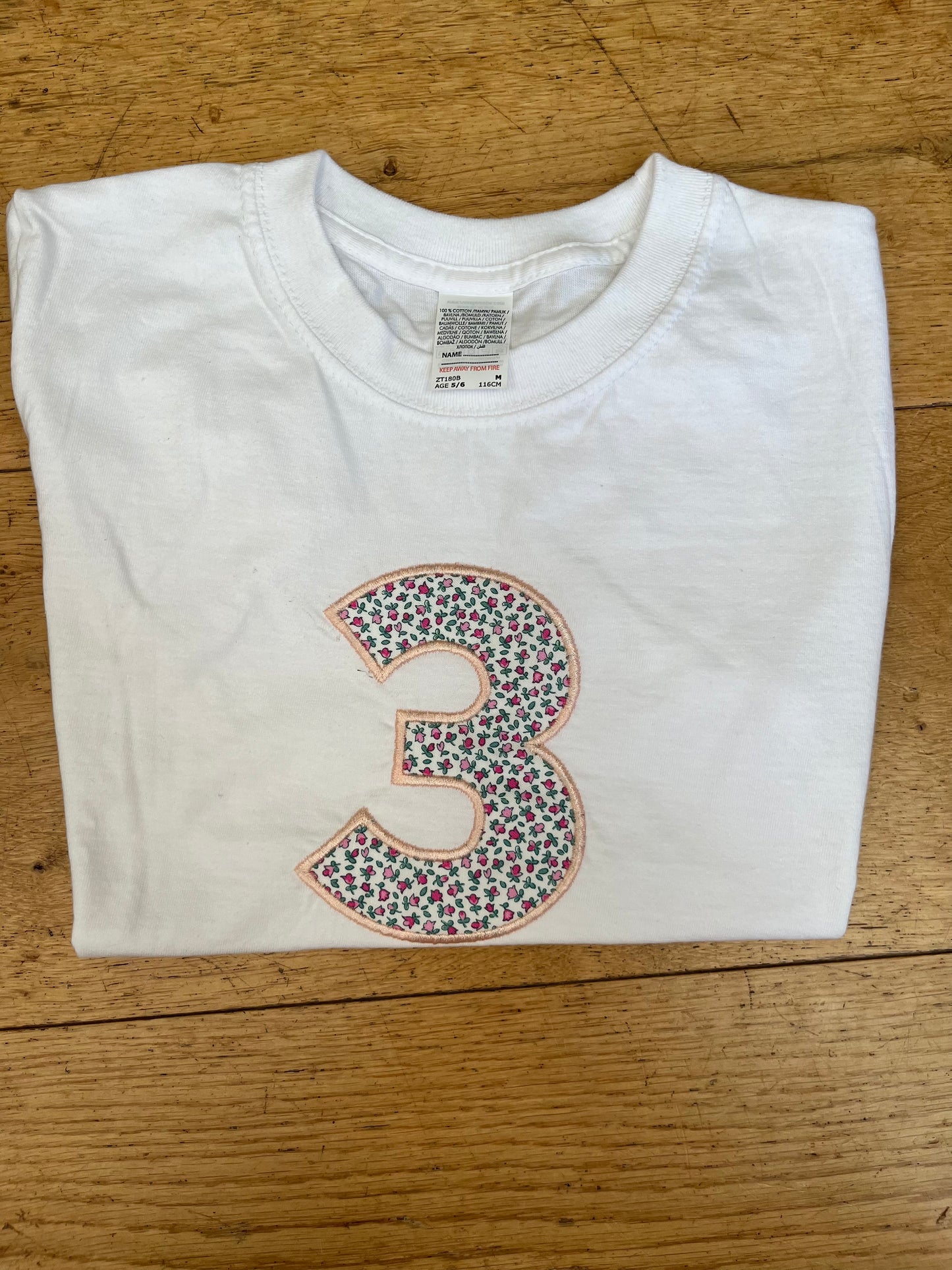 Pink Embroidered Floral Age 3 T-Shirt