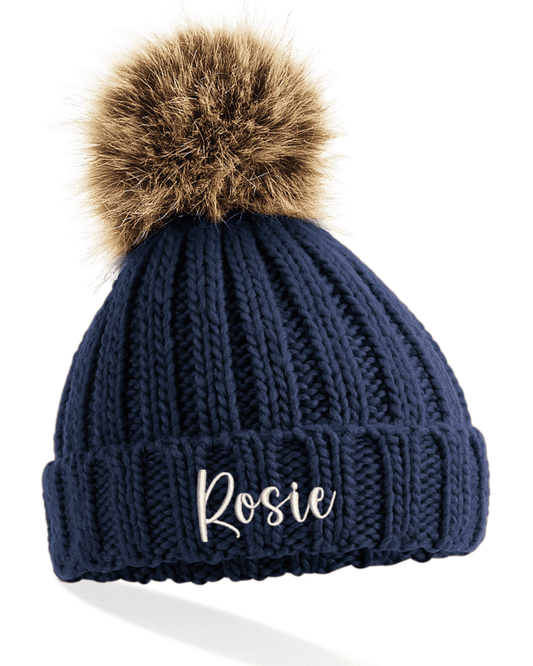 Embroidered Wool Bobble Hat - Flossie & George