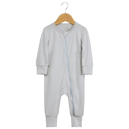 Grey Bamboo Super Soft 2-Way Zip Baby Sleepsuit - Flossie & George