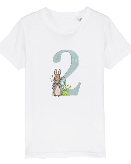 Peter Rabbit Embroidered Birthday T-Shirt (0mths - 13 years) - Flossie & George