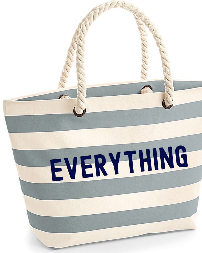 Everything Nautical Beach Bag - Striped Canvas Tote - Flossie & George