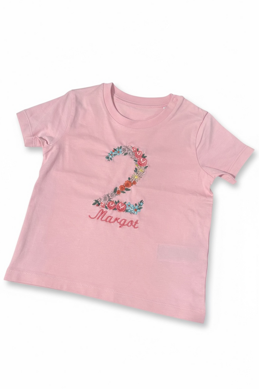 Floral Embroidered Birthday T-Shirt (0mths - 13 years) - Flossie & George