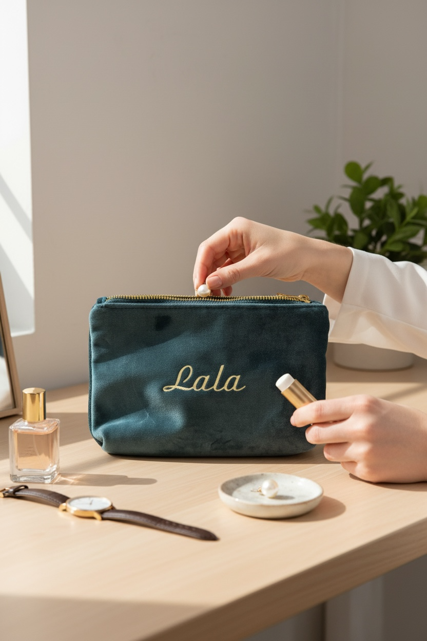 Personalised Velvet Accessory Pouch