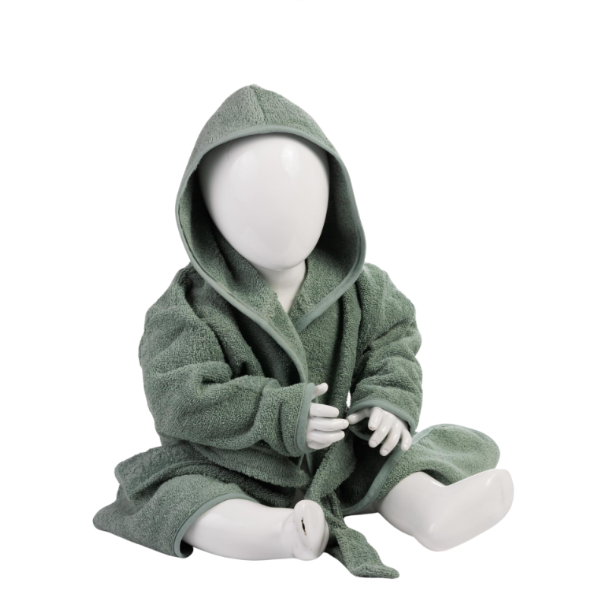 Baby Old Green Hooded Cotton Bath Robe