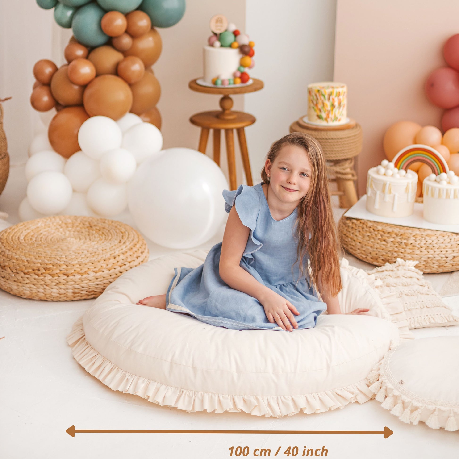 MINICAMP Large Floor Cushion with Ruffled Edges - Flossie & George