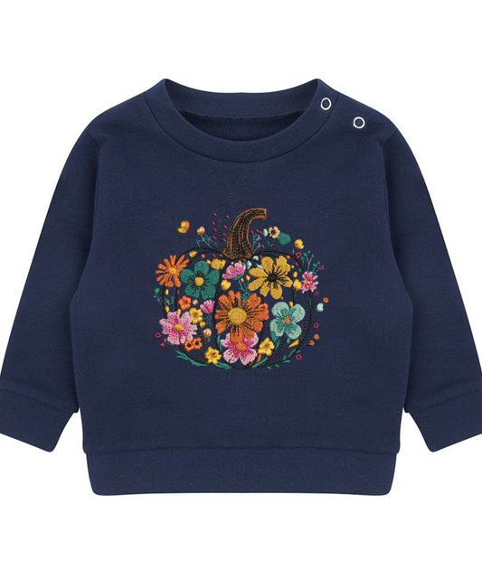 Embroidered Floral Pumpkin Jumper - Personalised Autumn Beauty