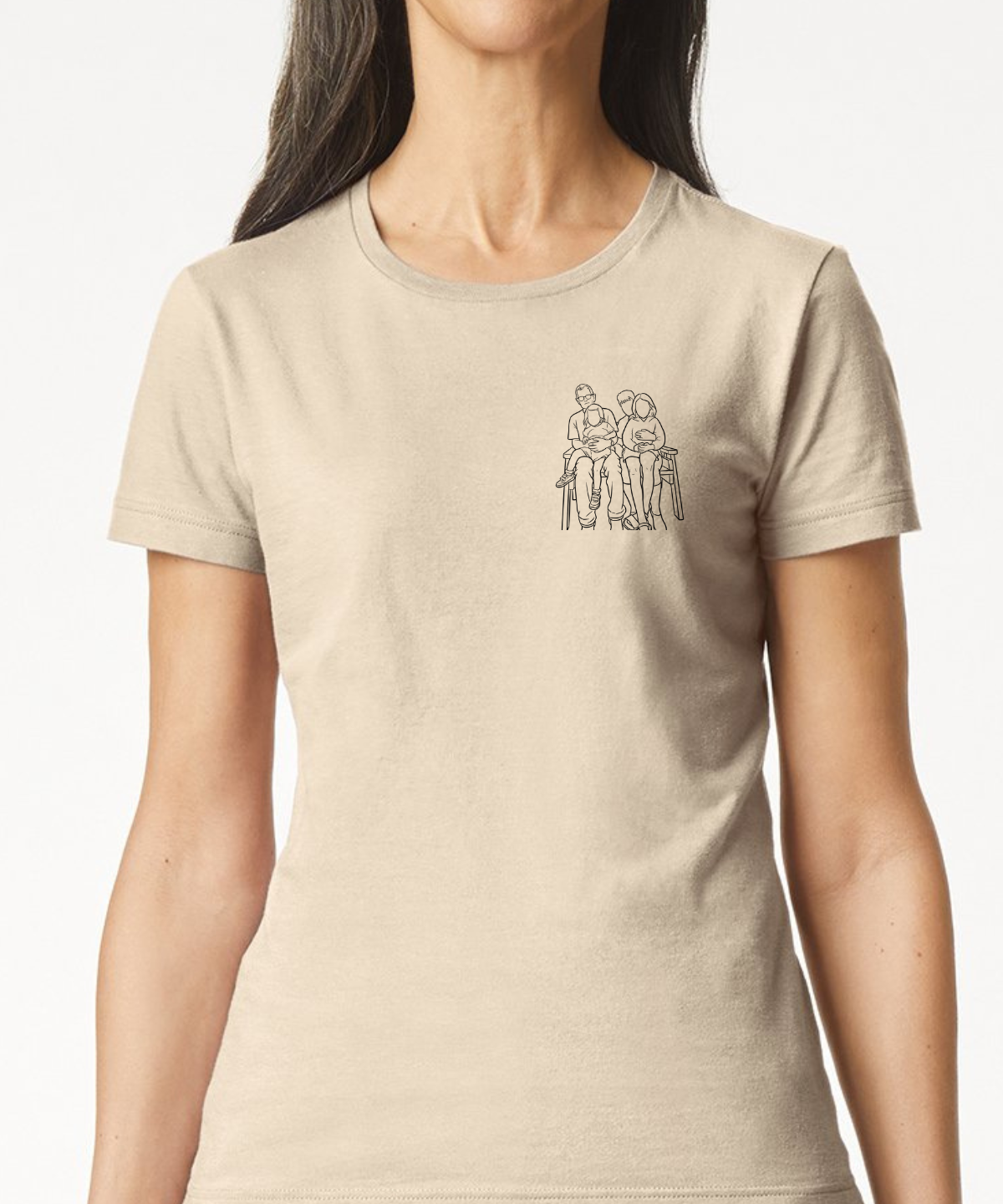 Women's Embroidered Portrait T-Shirt - Flossie & George