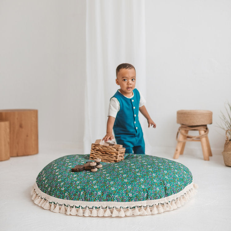 MINICAMP Large Floor Pillow for Kids, Reading Nook in Green - Flossie & George
