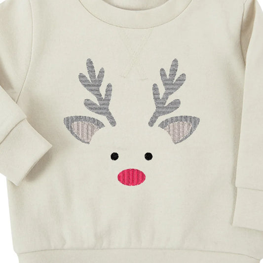 Reindeer Embroidered Sustainable Sweatshirt - Flossie & George